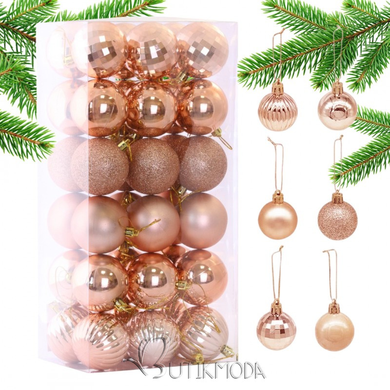 Set mit 36 Ornamenten, Rose Gold, Durchmesser 5.5 cm