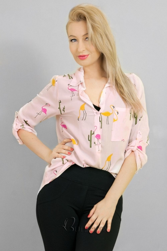 Hemd mit Flamingoprint puder