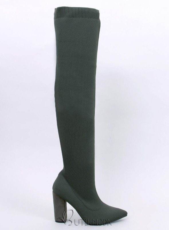 Damen-Sock-Boots Schwarz Grün