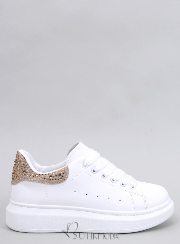 Plateau-Sneaker mit Zirkonen white/champagne
