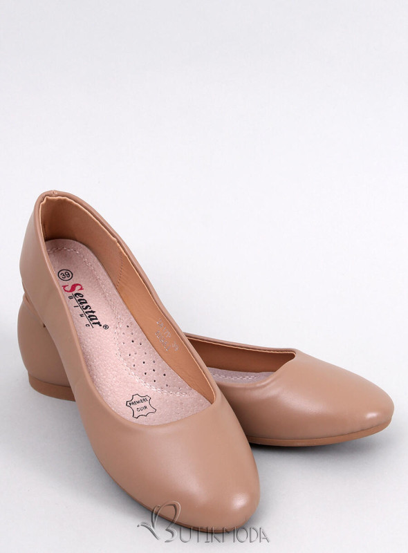 Ballerinas aus Leder Beige