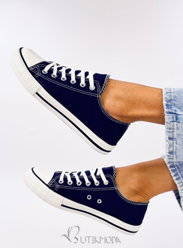 Klassische niedrige Canvas-Sneaker Navy