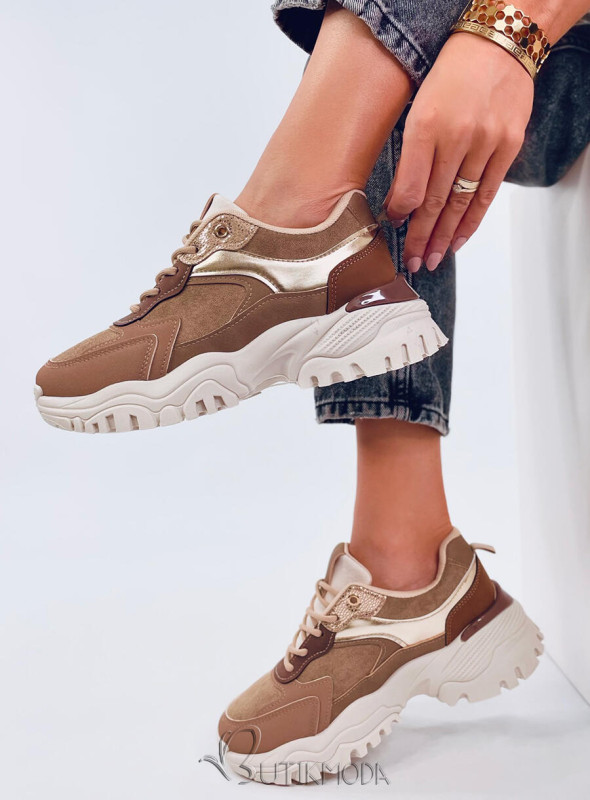 Sneakers mit metallischen Details Beige