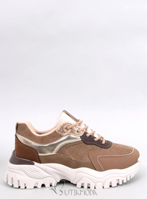 Sneakers mit metallischen Details Beige