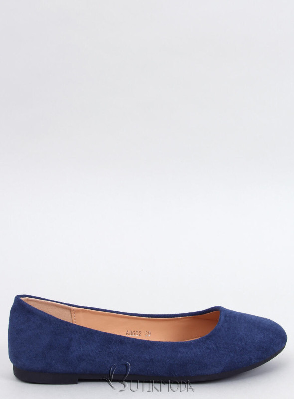 Ballerinas aus Wildleder mit runder Spitze Navy