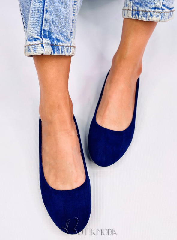 Ballerinas aus Wildleder mit runder Spitze Navy