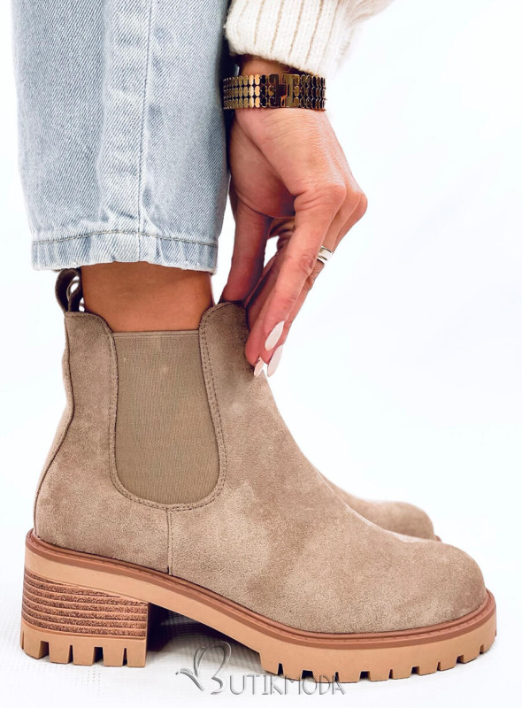 Chelsea Boots mit Absatz Beige