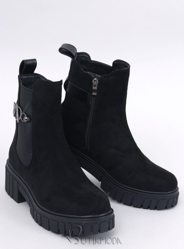 Stiefeletten mit Plateausohle Schwarz