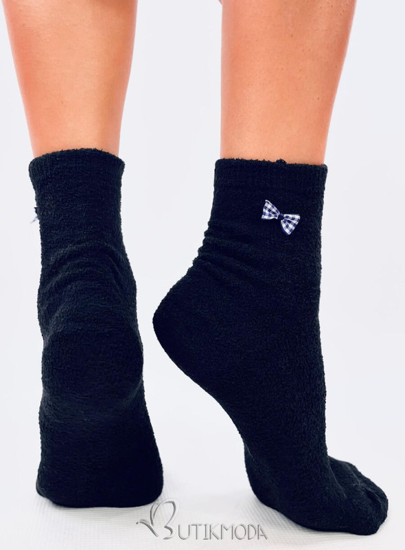 Warme Socken mit Schleife Schwarz