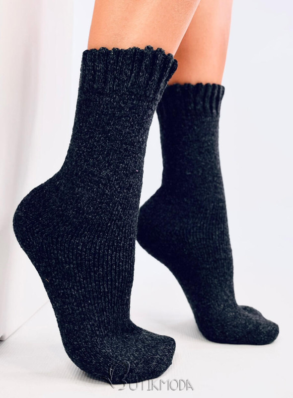 Wintersocken aus Wolle Schwarz