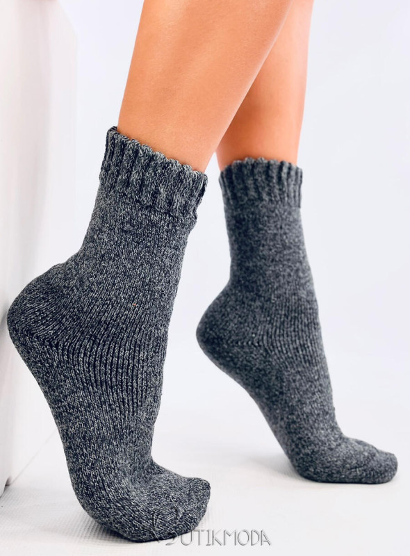 Wintersocken aus Wolle Anthrazit