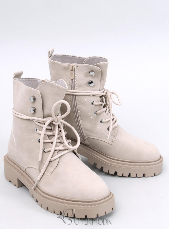 Schnürstiefeletten EMMA Beige