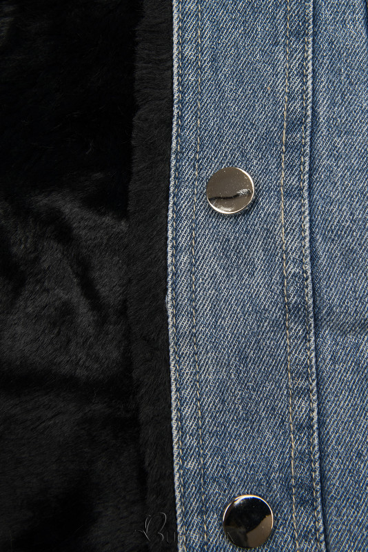 Jeansjacke mit kuscheligem Fellimitat blau/schwarz