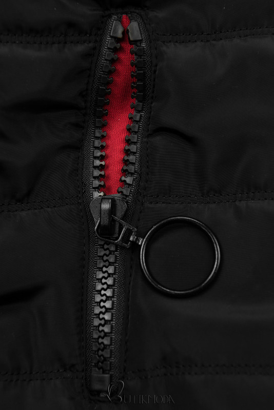 Trainingsanzug mit kombinierten Materialien rot/schwarz