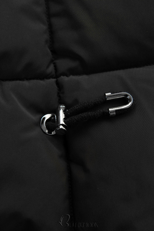 Jacke mit abnehmbarem Fellimitat-Kragen Schwarz