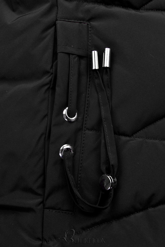 Warme Winterjacke in verlängertem Schnitt Schwarz