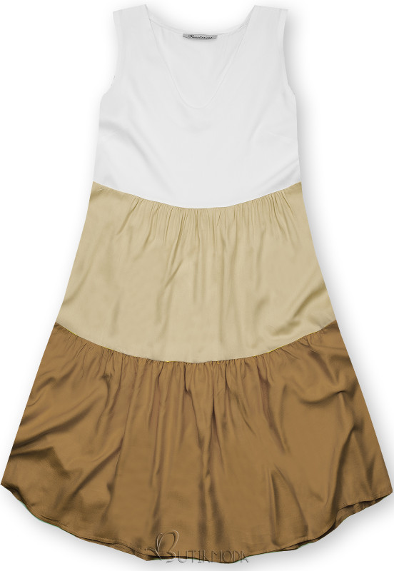 Kleid mit Color-Blocking-Optik beige/braun