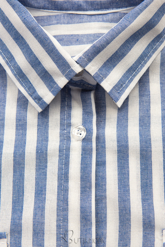 Gestreiftes Hemdkleid Weiß/Blau