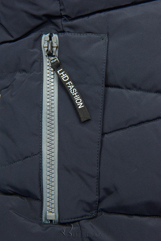 Extra warme Winterjacke mit Plüsch Navy/Grau