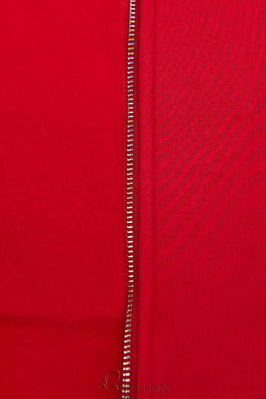 Sweatmantel in langer Form mit Kapuze rot