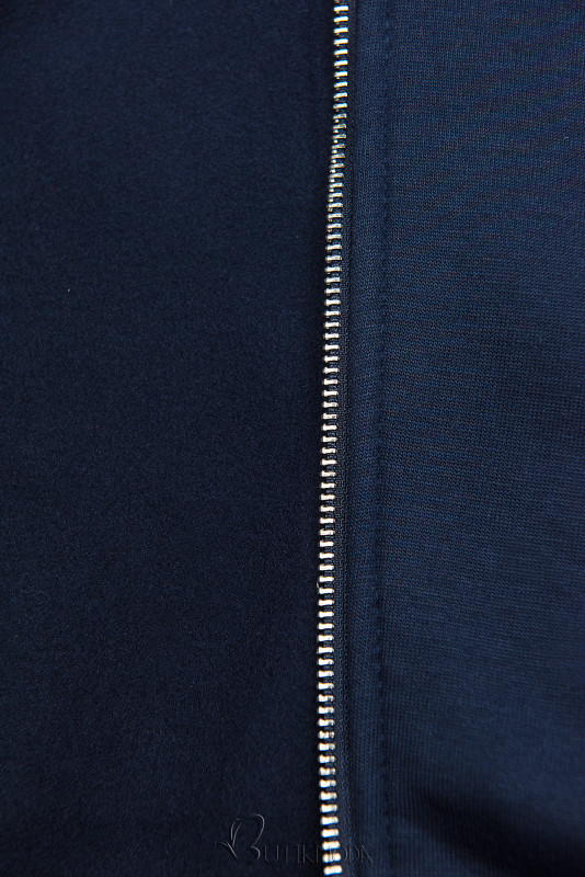 Sweatmantel in langer Form mit Kapuze dunkelblau