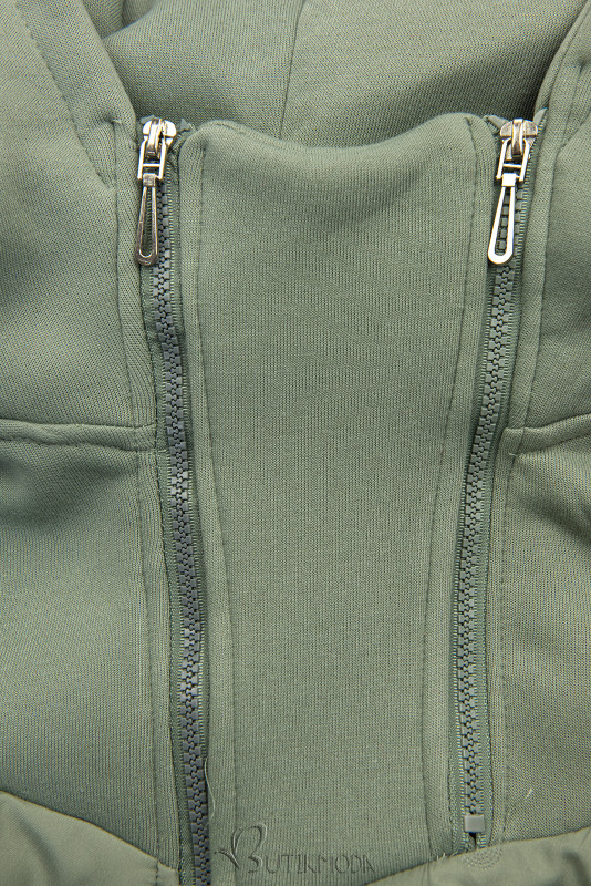 Sweatjacke mit strukturiertem Material Hellgrün