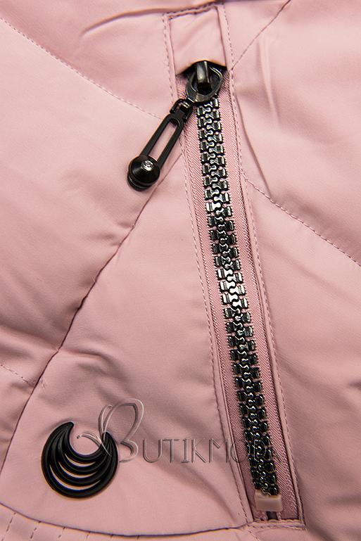 Gesteppte Jacke für Winter mit Kapuze rosa