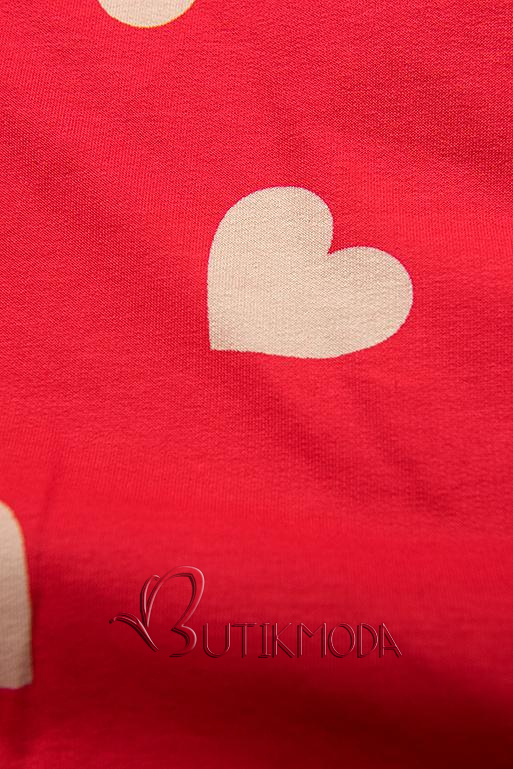 Sweatshirt Kleid mit Herz-Design rot