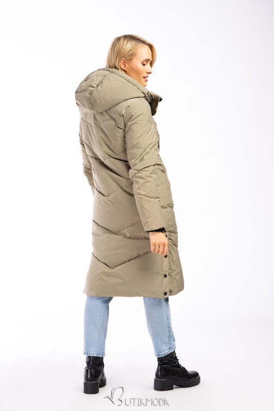 Extra warme lange Winterjacke mit Plüsch Grau