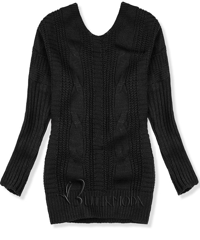 Pullover mit Schnürung schwarz