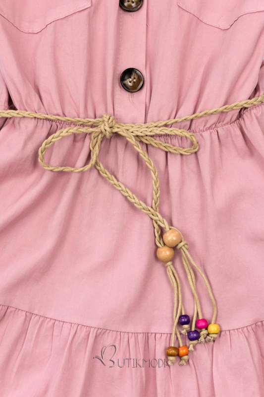 Hemdblusenkleid mit Gürtel rosa
