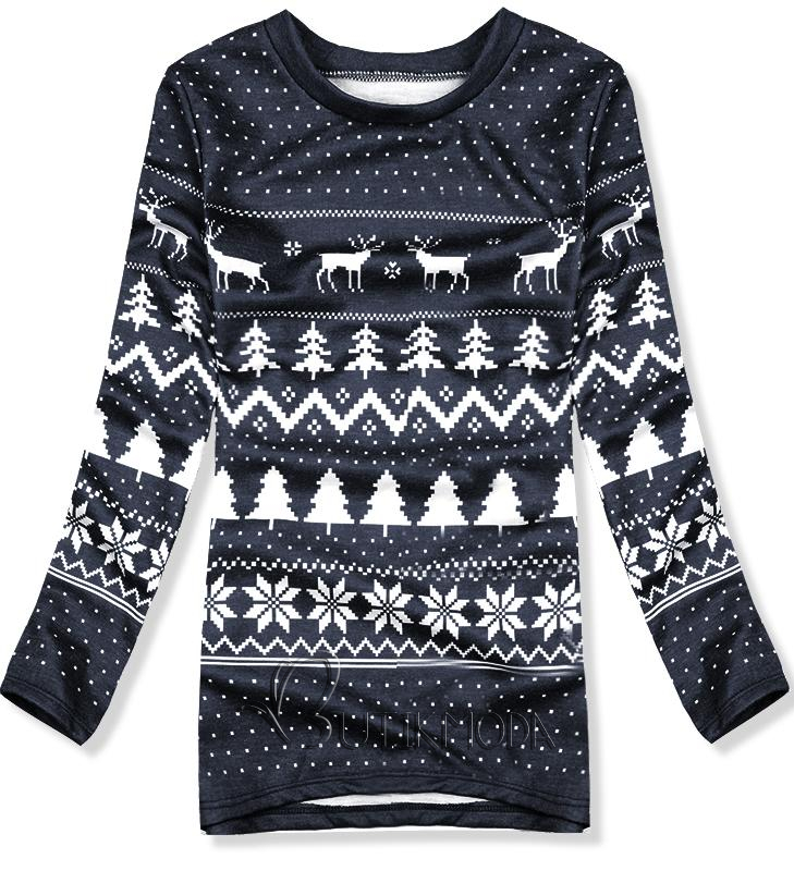 Sweatshirt mit Weihnachtsmuster dunkelblau