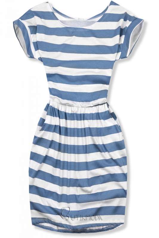 Basic-Kleid blau/weiß