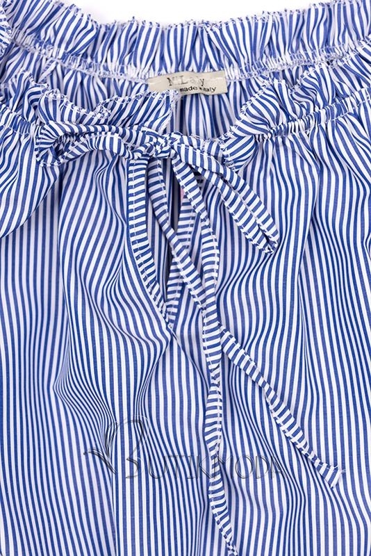 Off-Shoulder Kleider mit Streifen dunkelblau
