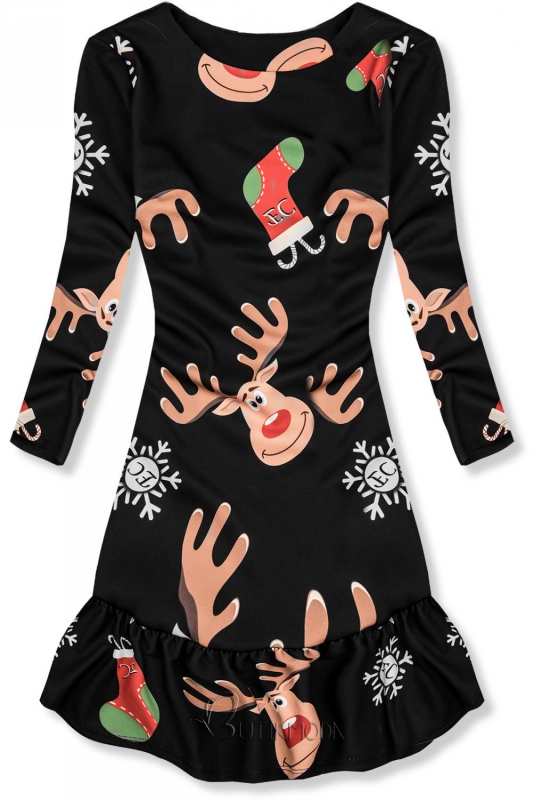 Kleid mit Weihnachts-Motiv schwarz