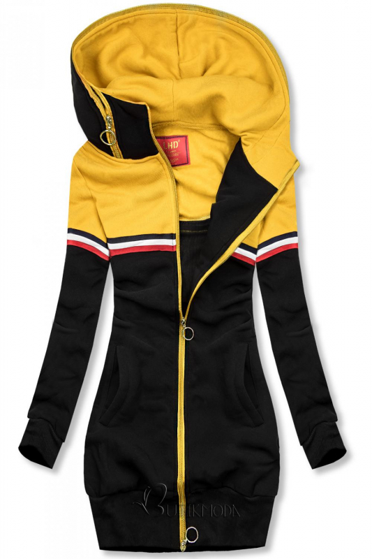 Verlängertes Sweatshirt schwarz / gelb