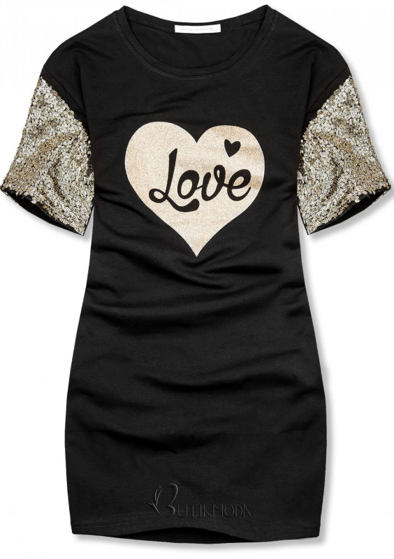 Schwarzes Damen-T-Shirt mit der Aufschrift Love