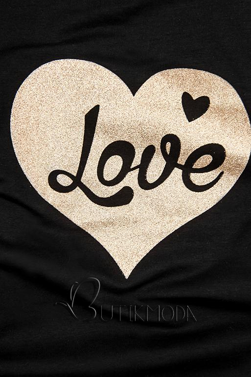 Schwarzes Damen-T-Shirt mit der Aufschrift Love