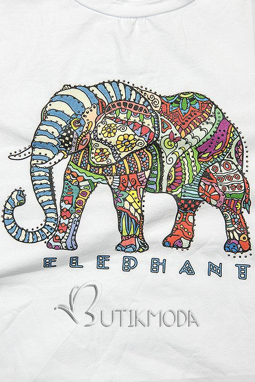 Weißes T-Shirt mit Aufdruck ELEPHANT