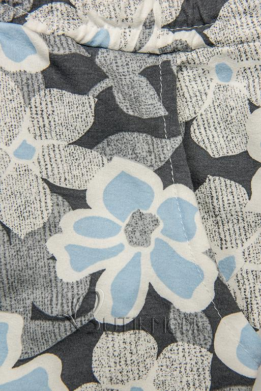 Sweatrock mit Gummibund und Blumenmuster grau