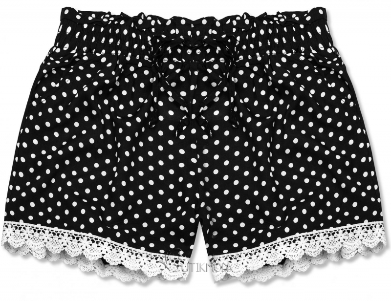 Shorts mit Spitzensaum schwarz/weiß