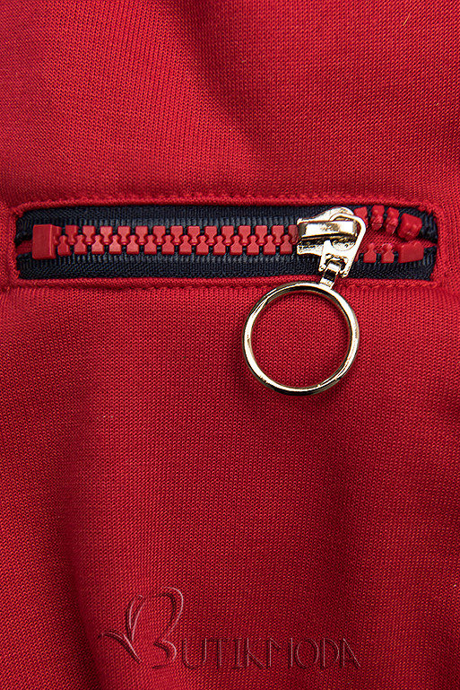 Kapuzensweatjacke in langer Form mit Zipper rot