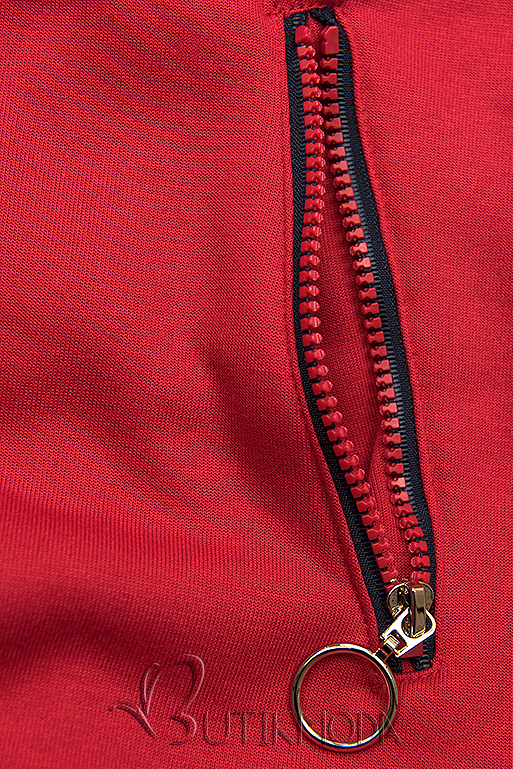 Kapuzensweatjacke in langer Form mit Zipper rot
