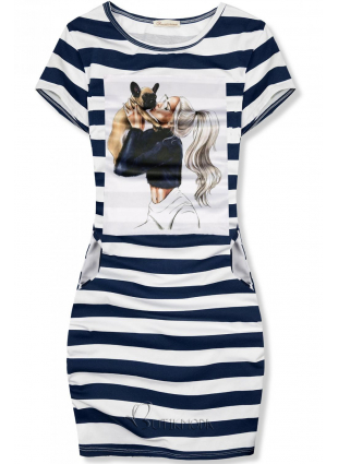 Streifen-Kleid weiß/dunkelblau Puppy love X.