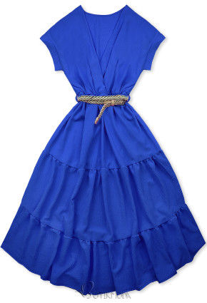 Midi-Sommerkleid mit Gürtel Blau