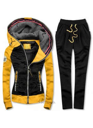 Trainingsanzug mit kombinierten Materialien gelb / schwarz