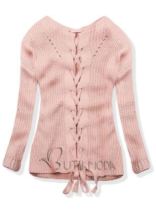 Pullover mit Schnürung rosa 2519