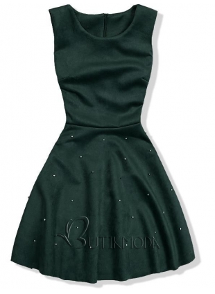 Kleid ohne Ärmel mit Perlen grün