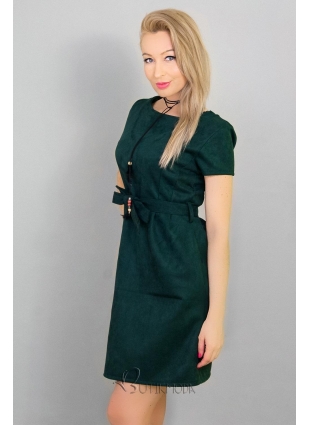 Kleid aus Velourslederimitat mit Schleife grün