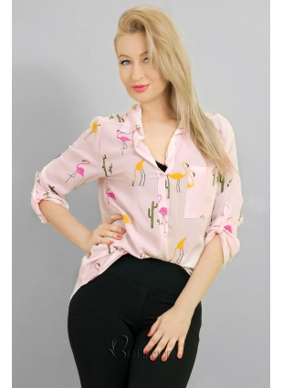 Hemd mit Flamingoprint puder